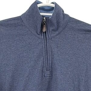 Southern Proper Quarter Zip Pullover Sweater Mens Medium Blue Herringbone Cotton
